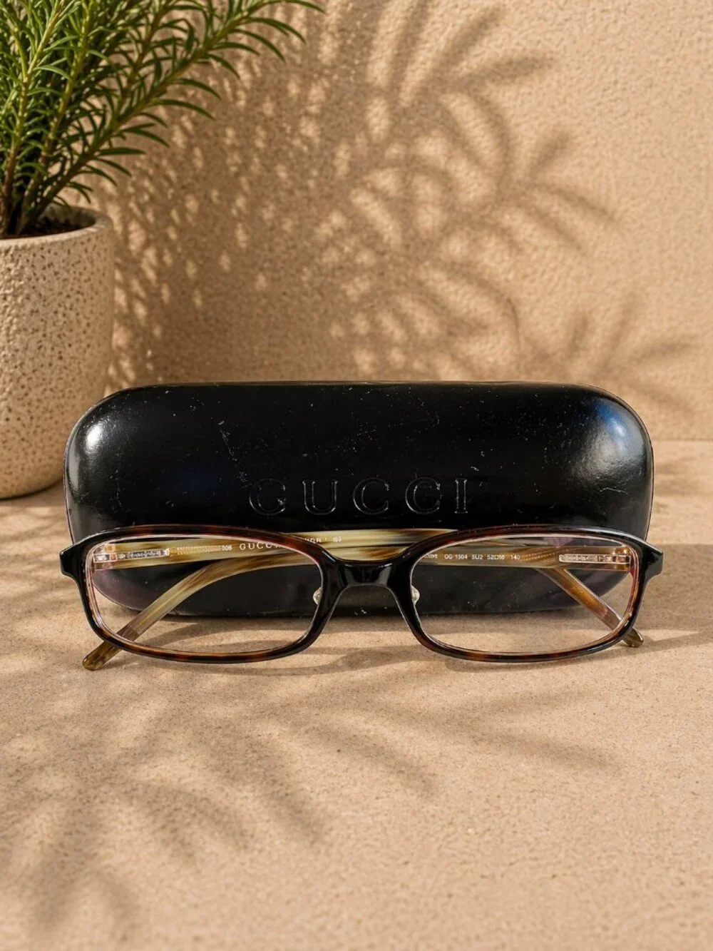 Gucci GG1504 Eyeglass Frames Tortoise Brown Italy Vintage RX Optical Glasses